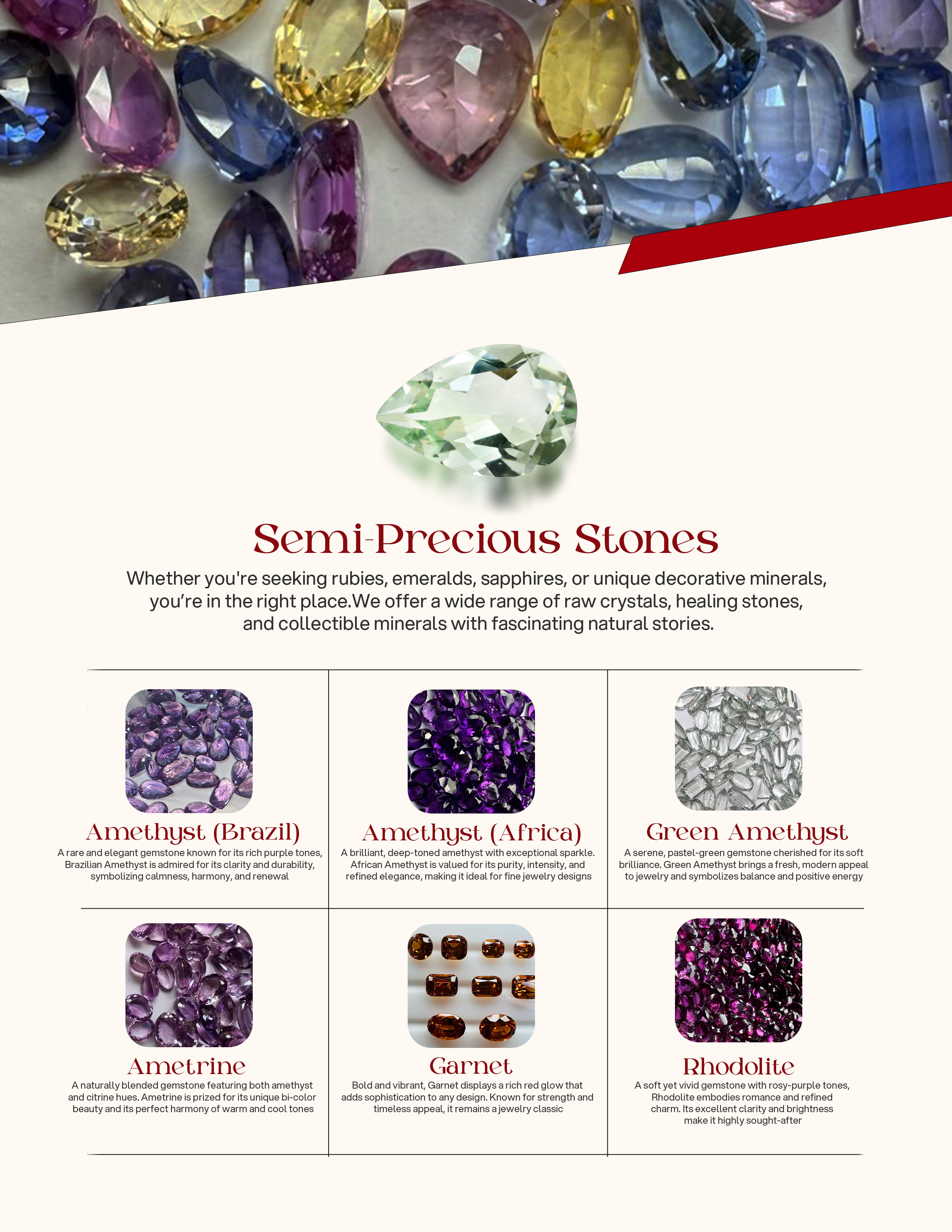 Celebration Jewellery ebook — natural purple stone collection catalog page