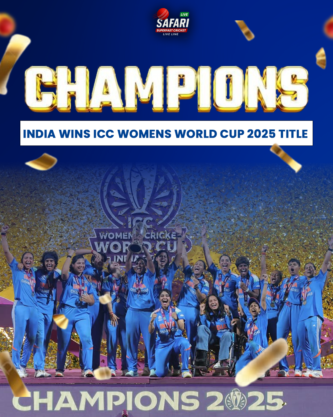 India Wins Champions celebration digital card design